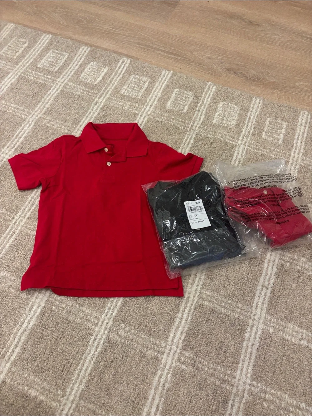 2 Red and 2 Black Kids polo Shirts - Classic Short Sleeve (4 in total brand new)